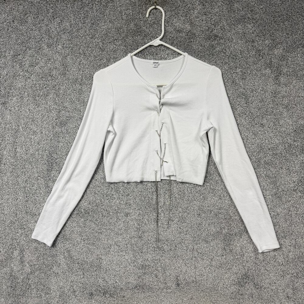 Garage Cropped Ribbed Knit Top Medium Coquette Festival Layering Y2K Going Out